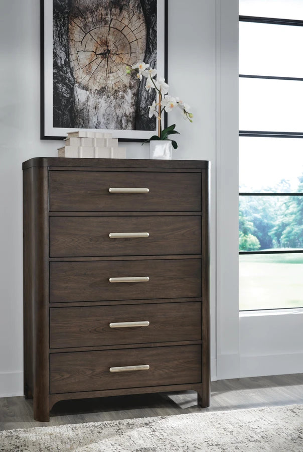 Breckington Tallboy Chest of Drawers – Dark Brown