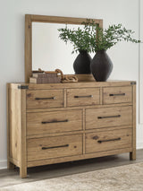 Ridgester Dresser and Mirror - Light Brown