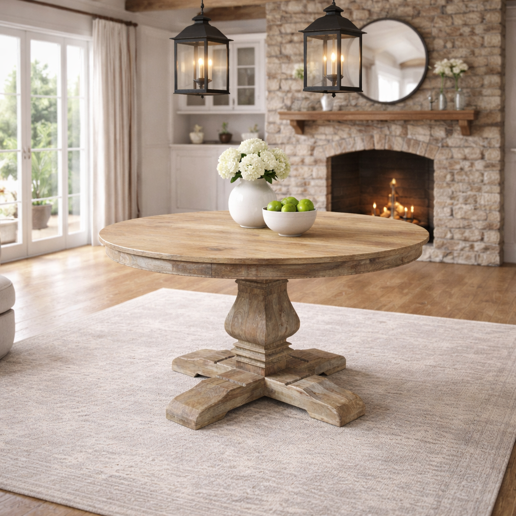 Belgium Round Dining Table - Natural Elm