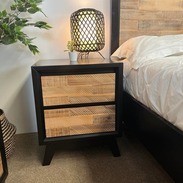 Miami Bedside Table - Black & Natural