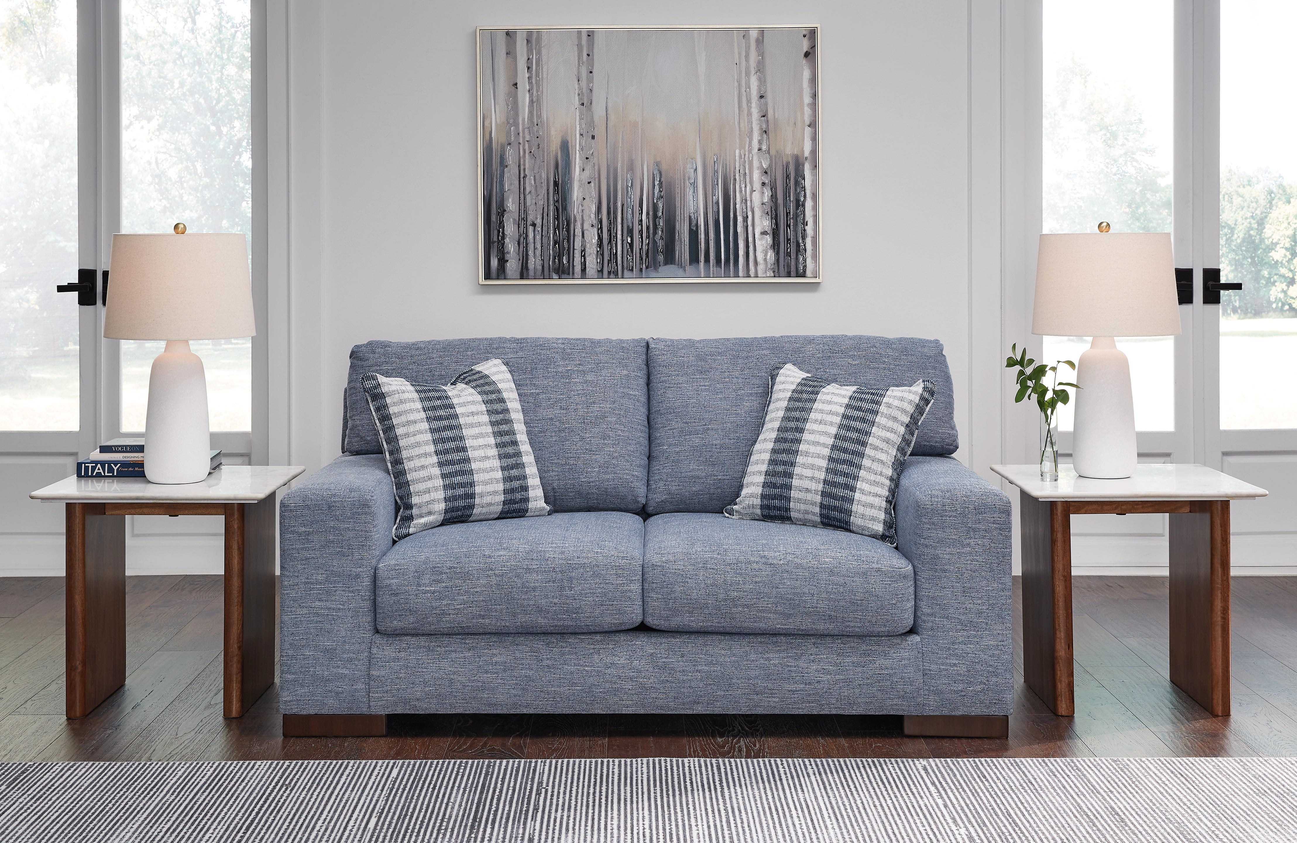 Belvoir 2 Seater Loveseat Sofa Denim Fabric