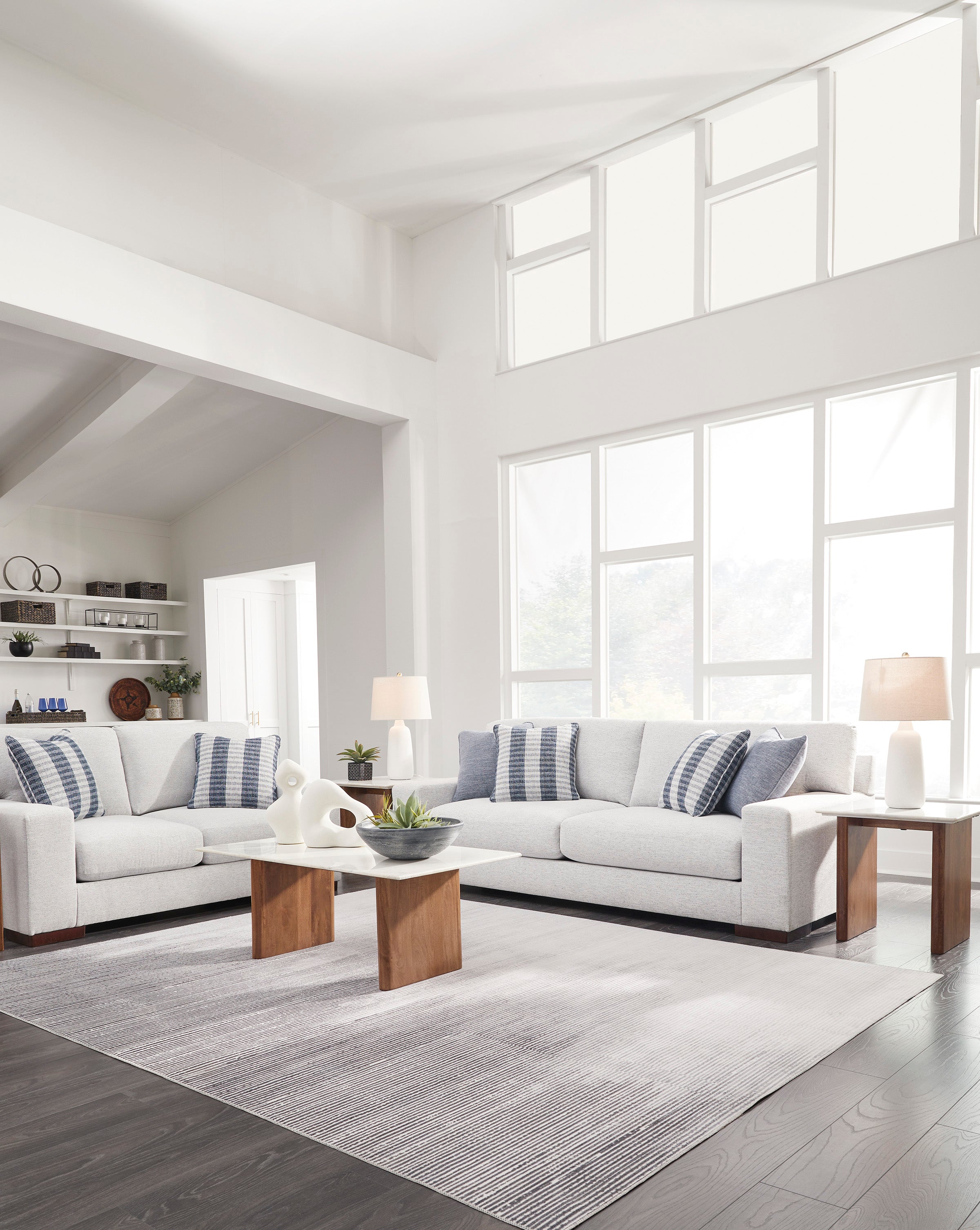 Belvoir 3-Piece Living Room Set in Snow Fabric