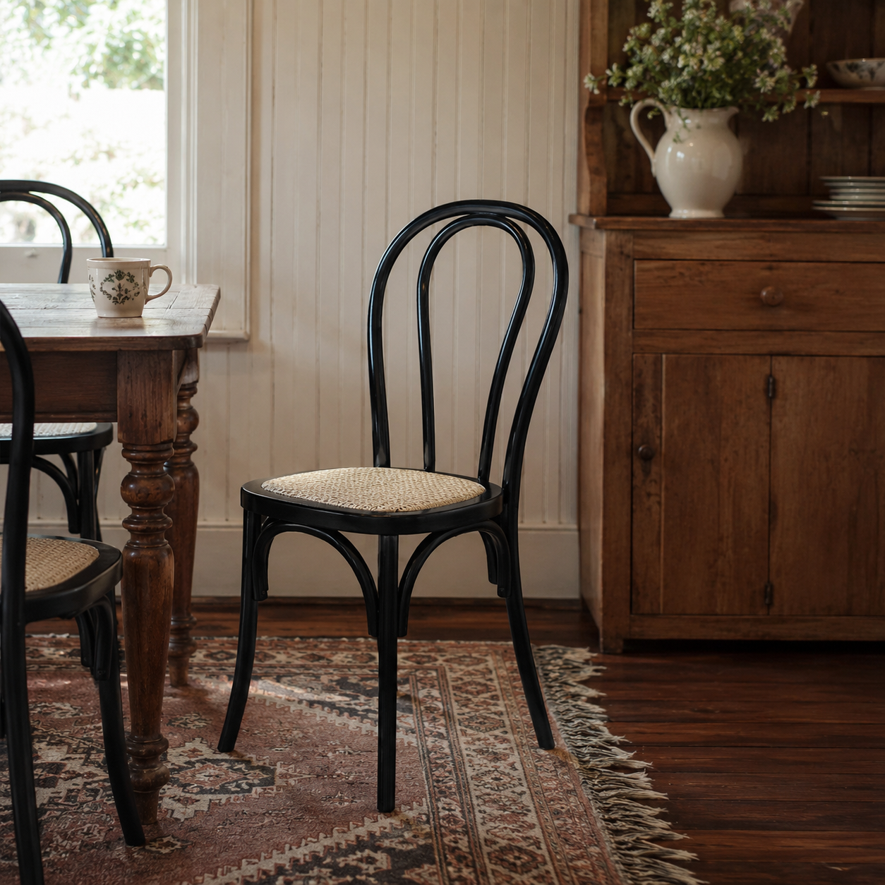Brighton Chair with Rattan Seat - Black