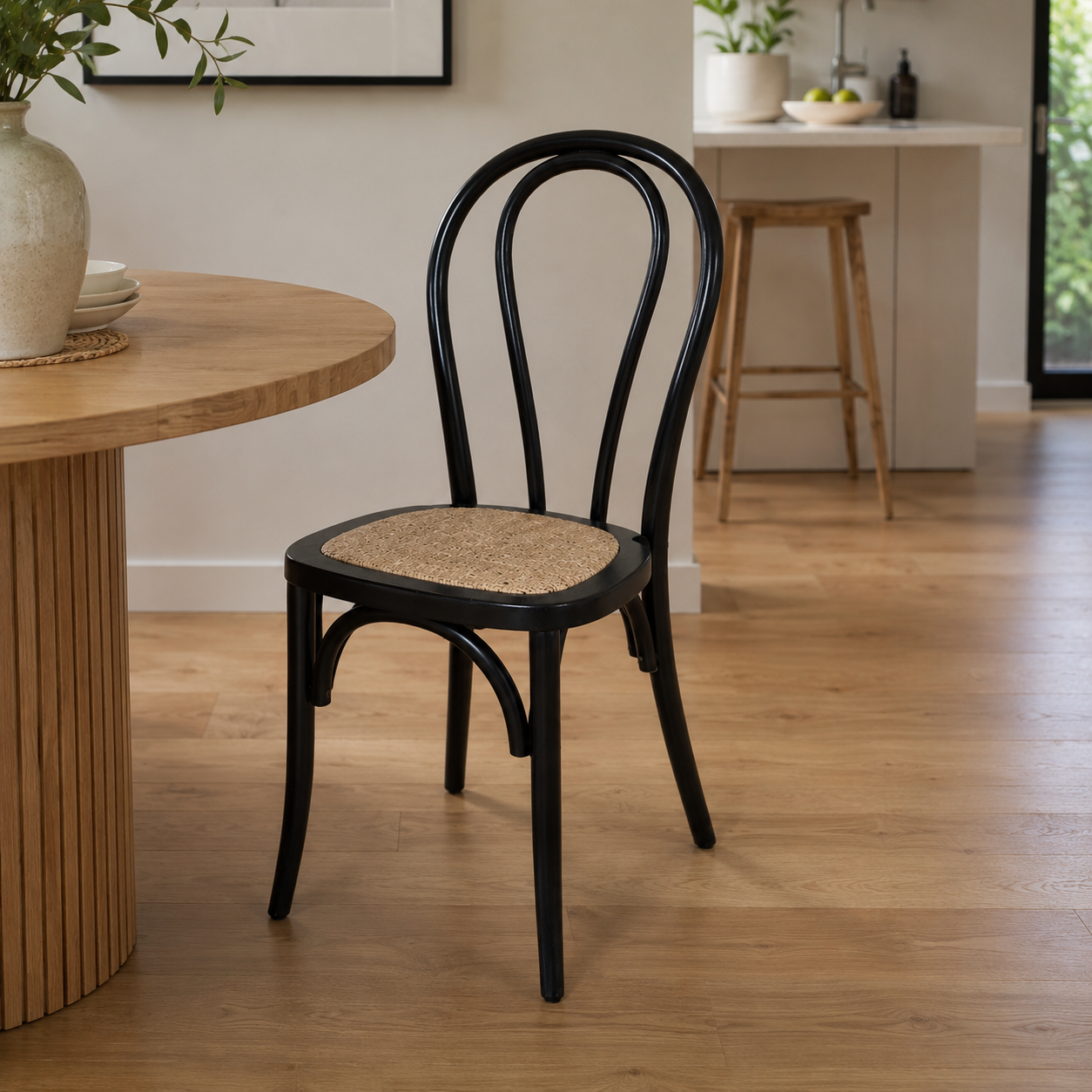 Brighton Stackable Chair - Black Rattan Seat