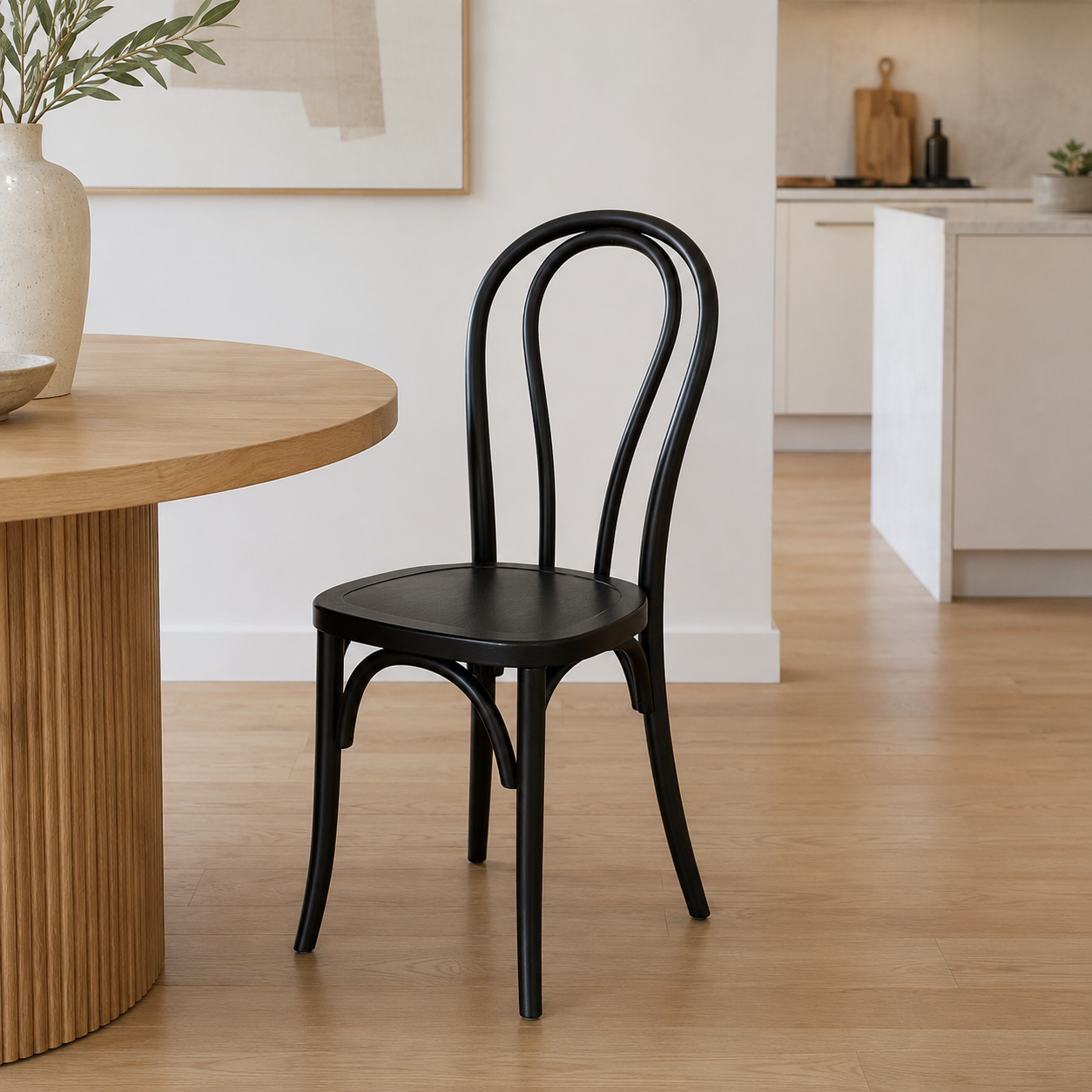 Brighton Stackable Chair - Black Timber Seat