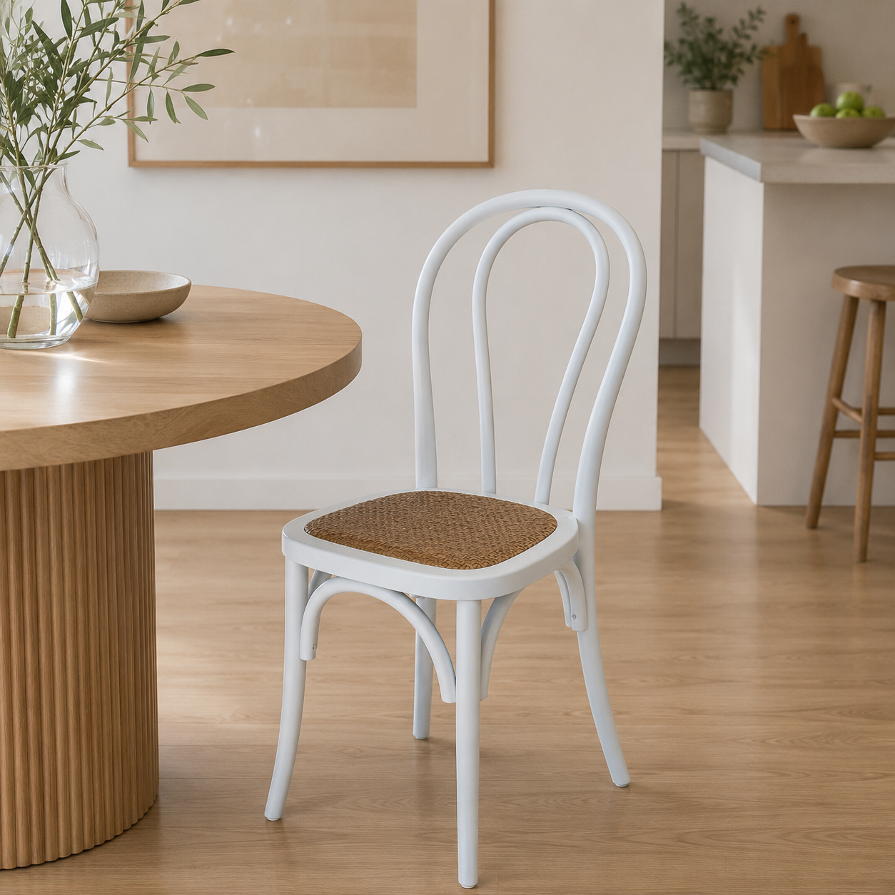 Brighton Stackable Chair - White Rattan Seat