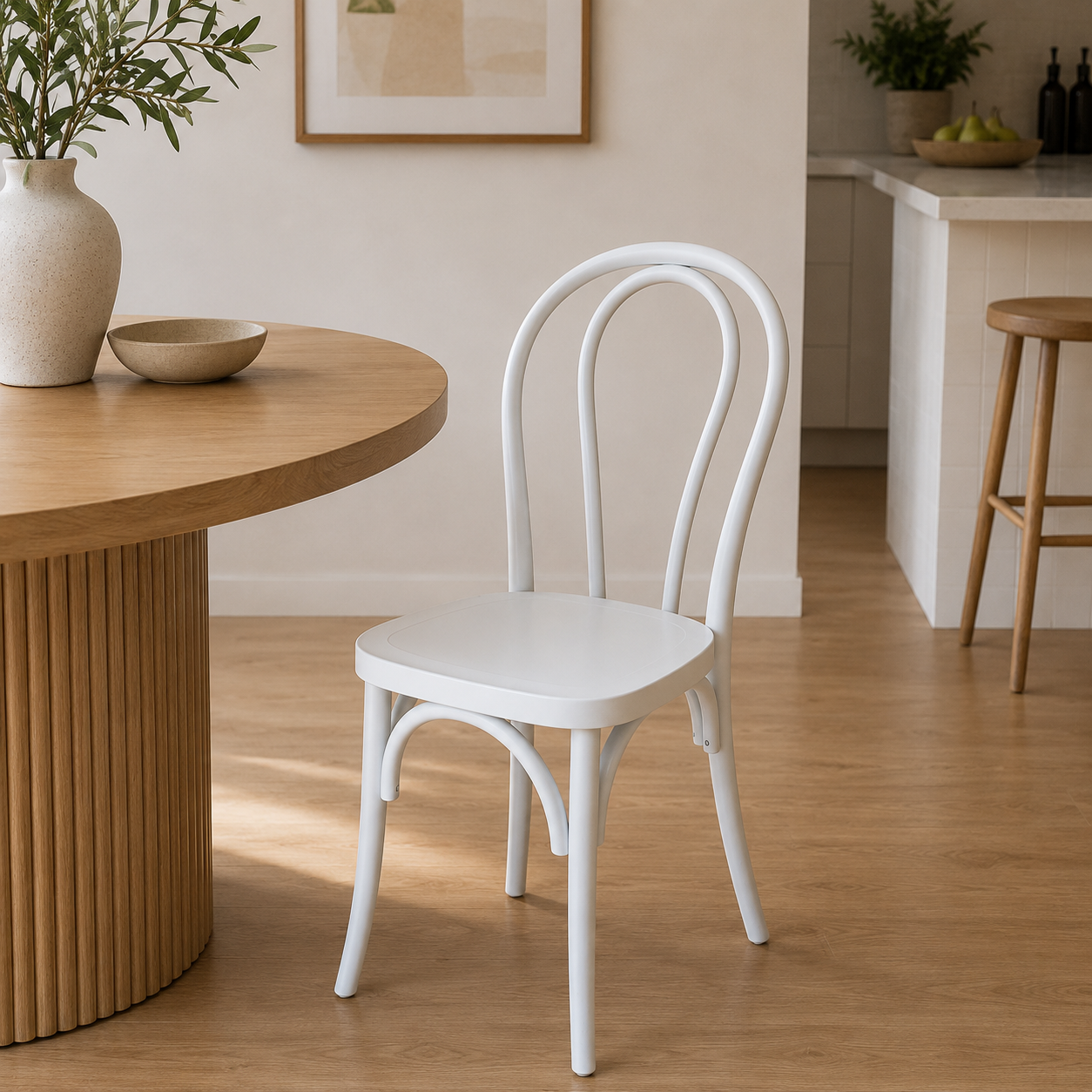 Brighton Stackable Chair - White Timber Seat