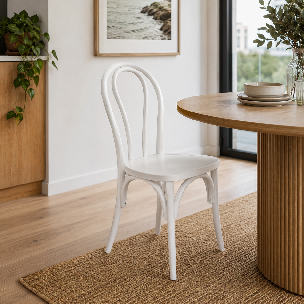 Brighton Chair with Timber Seat - White