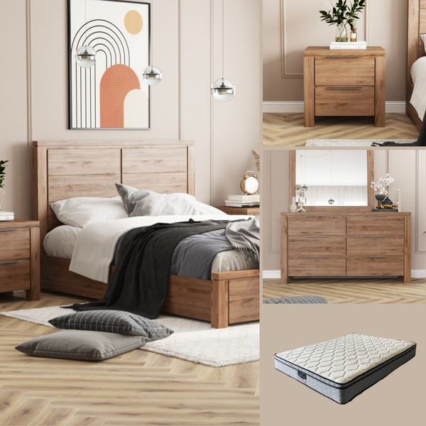 Byron Bay Double 6 Piece Bedroom Package with Mirror Dresser