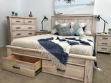 Cancun Coastal Bed – With Two Under storage drawers – White Wash