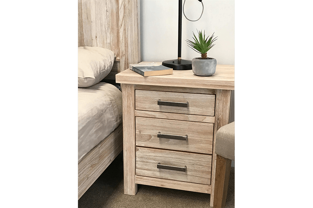 Cancun Coastal Bedside Table - White Wash