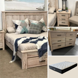 Cancun Coastal 5 Piece Double Bedroom Set with Dresser