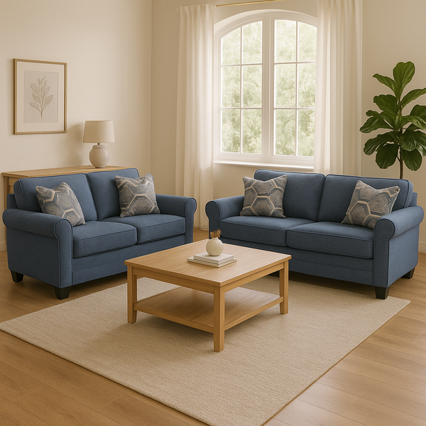 Carissa Manor 3 + 2 Seater Sofa Set in Denim Performance Fabric