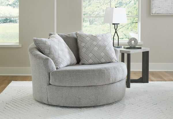 Casselbury Oversized Swivel Chair Cement Fabric