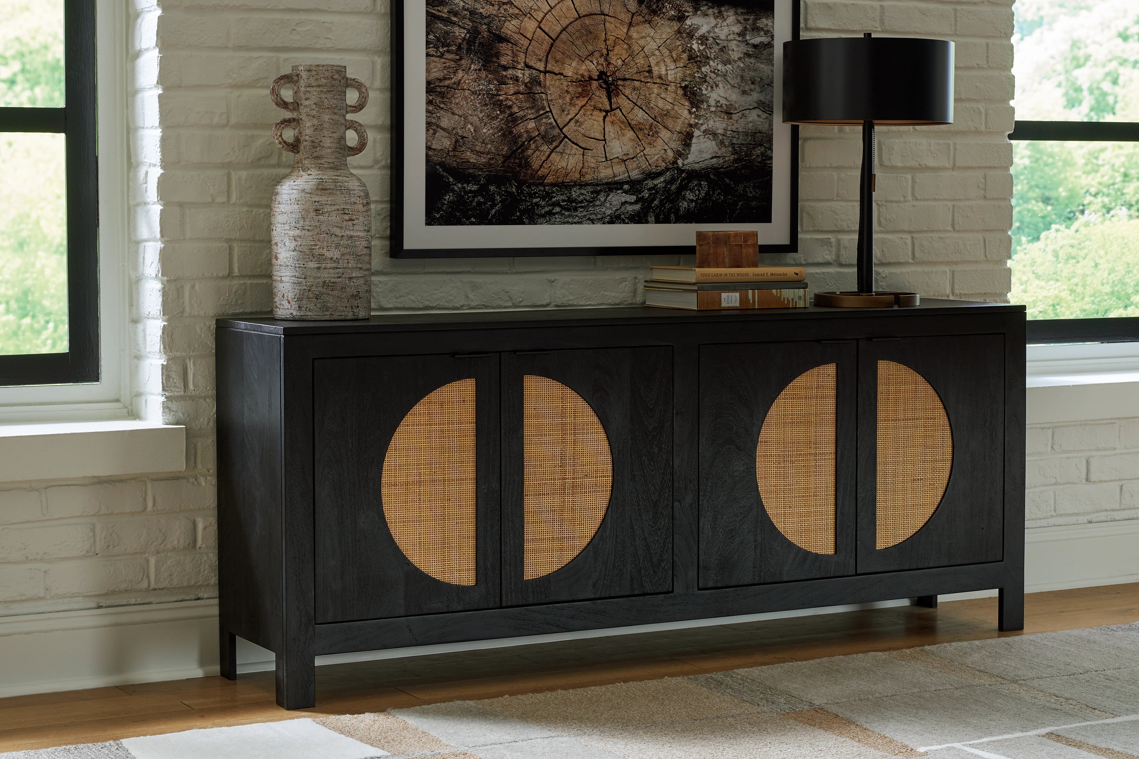 Cliffiings Accent Cabinet - Black / Natural