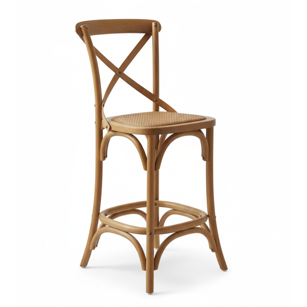 Cross Back Bar Stool - Natural