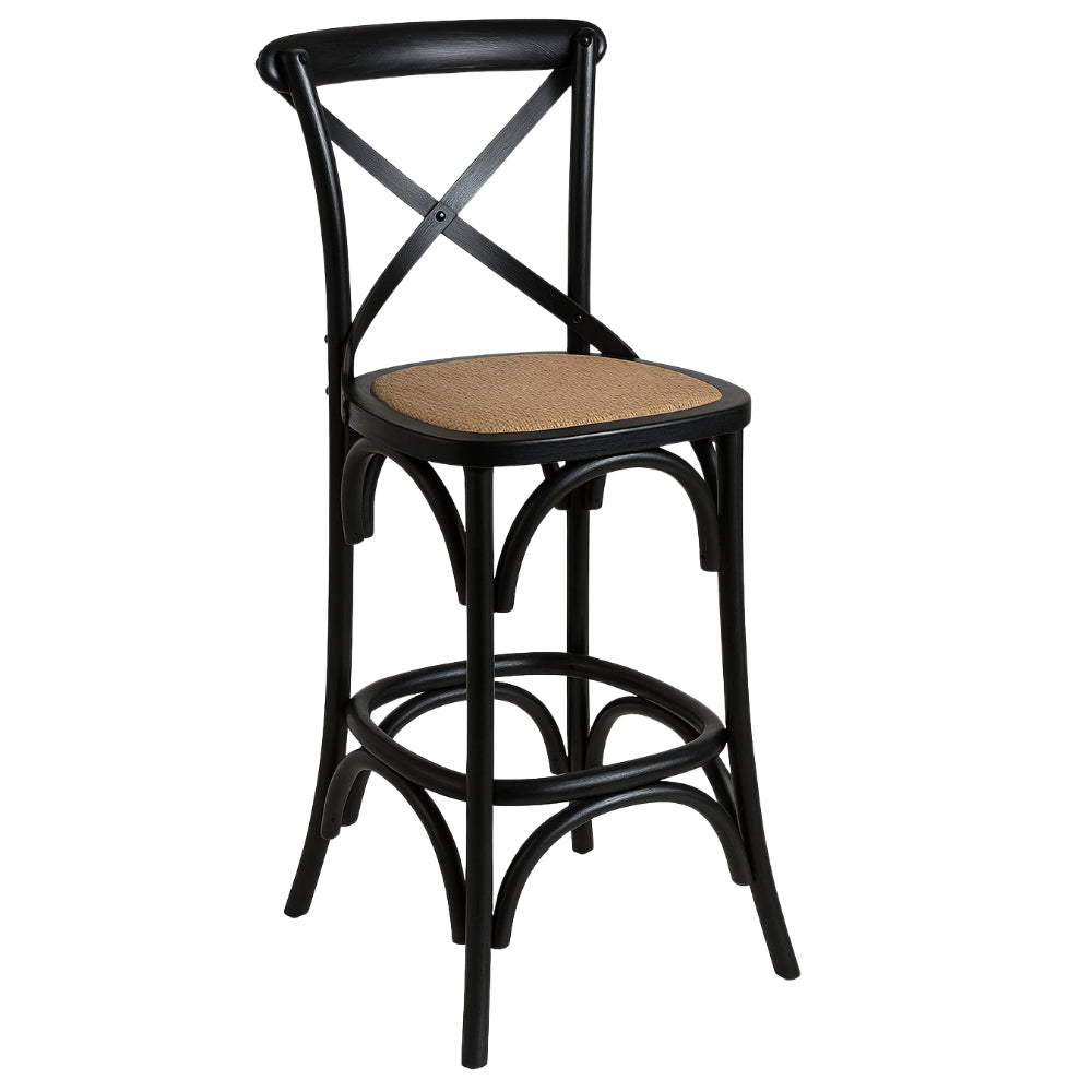 Cross Back Counter Height Chair – Black
