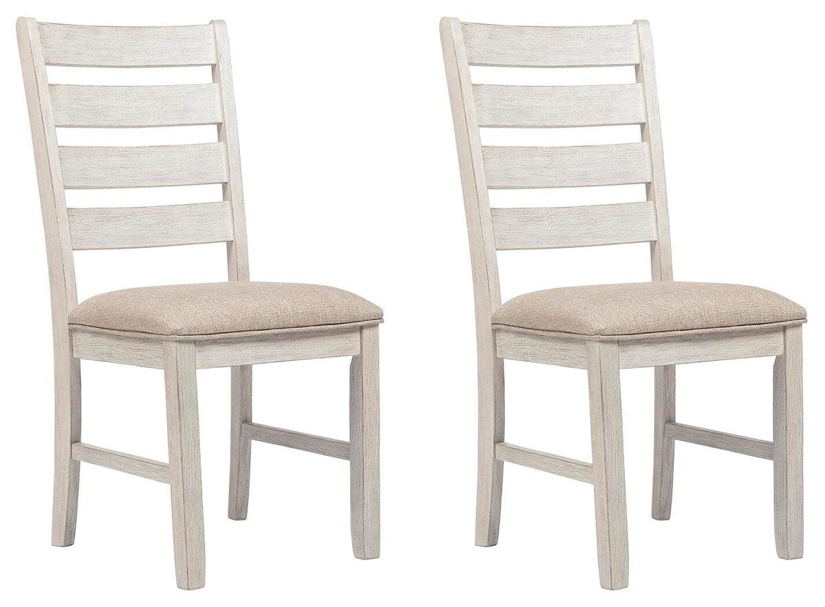 Skempton Ladderback Dining Chairs with Upholstered Seat (Set of 2) – White / Light Brown