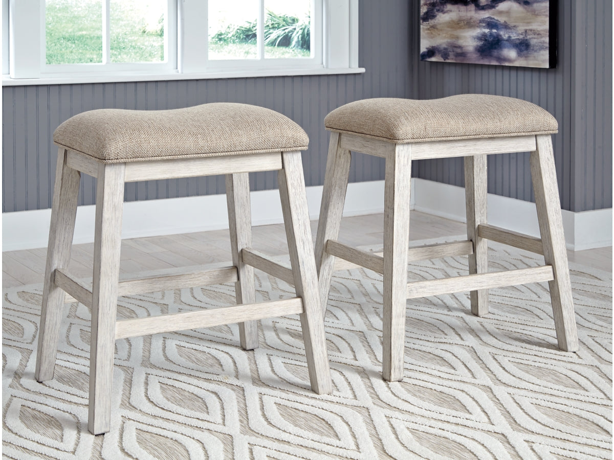 Skempton Counter Height Bar Chairs (Set of 2) – White / Light Brown
