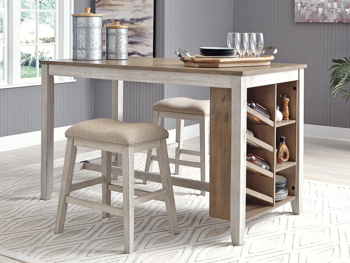 Skempton Counter Height Dining Table – White / Light Brown