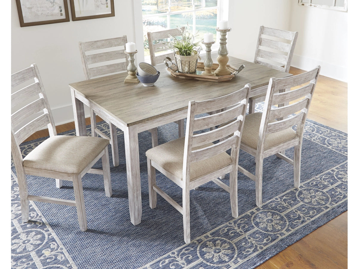 Skempton Dining Table & Chairs Set (7-Piece) – White / Light Brown