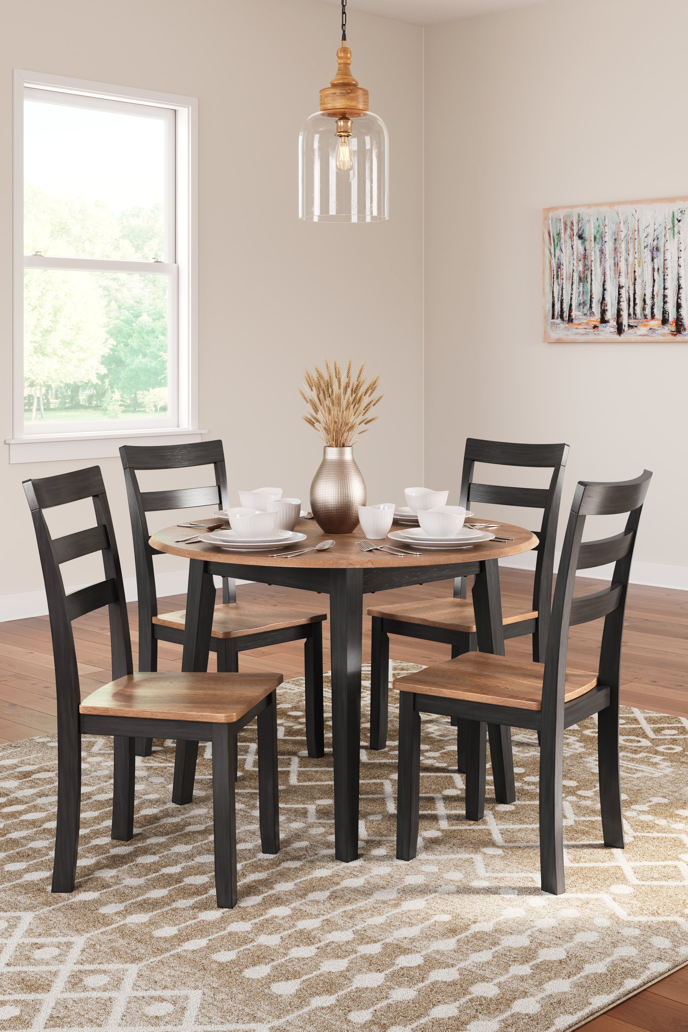Gesthaven 5-Piece Round Dining Set – Brown/Natural