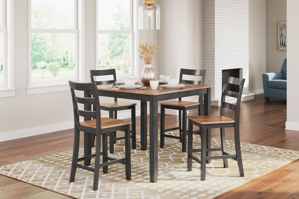 Gesthaven 5-Piece Square Counter Height Dining Set – Brown/Natural