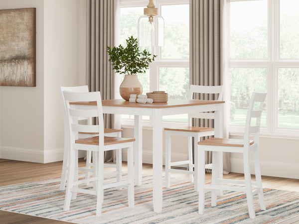 Gesthaven 5-Piece Square Counter Height Dining Set – White/Natural