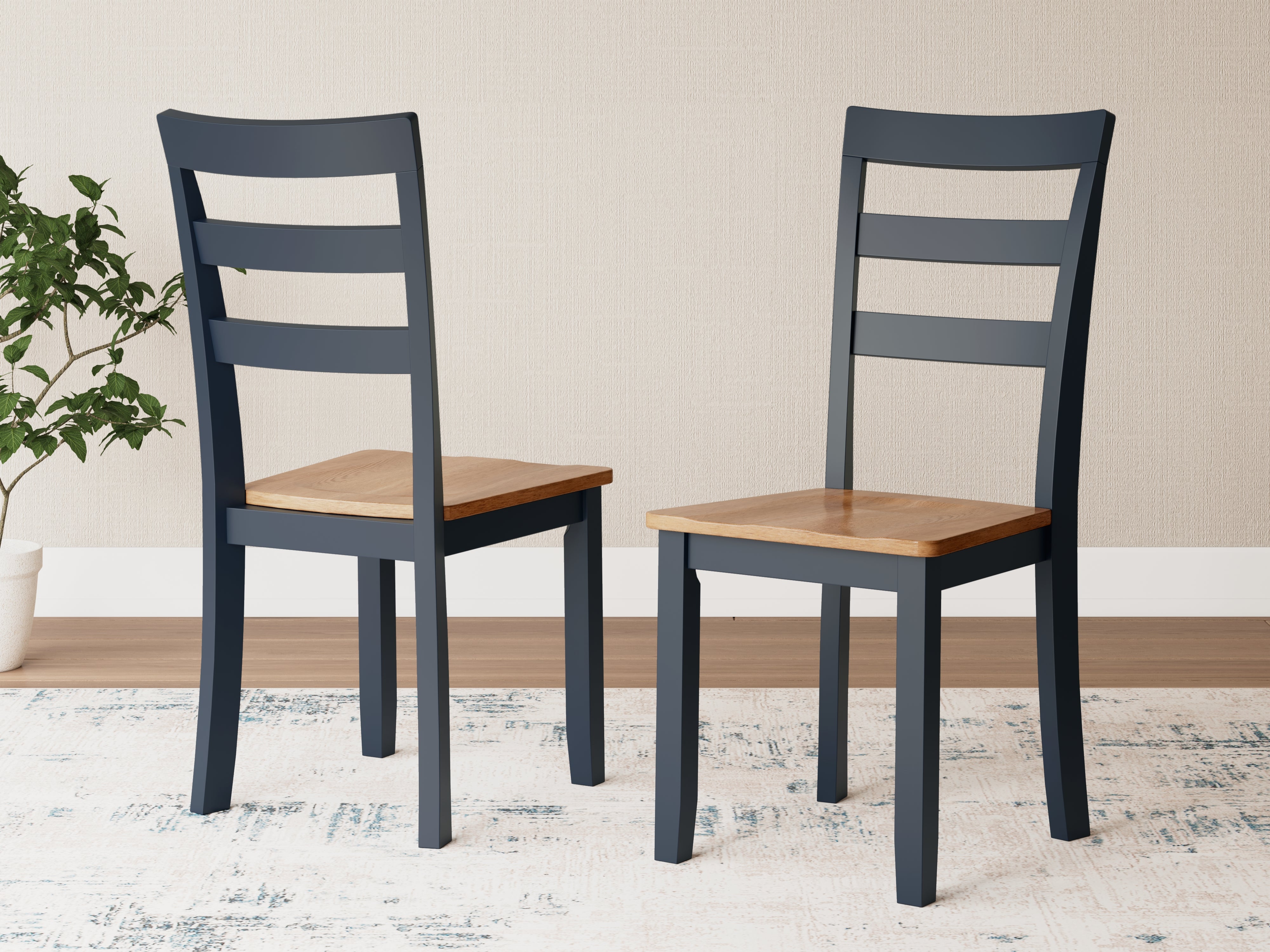 Gesthaven Solid Wood Side Dining Chair – Blue/Natural