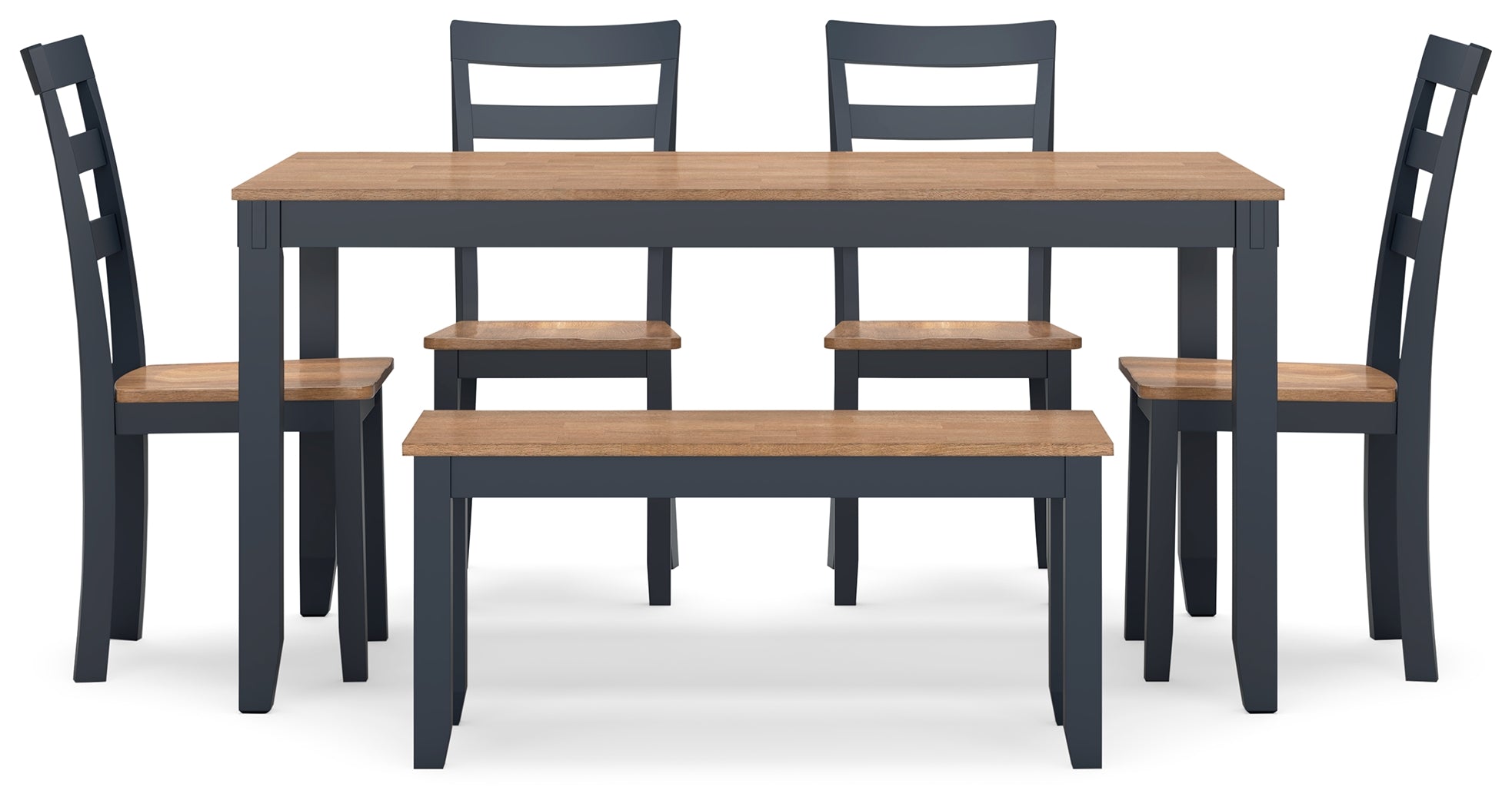 Gesthaven 6-Piece Dining Set with Bench – Natural/Blue