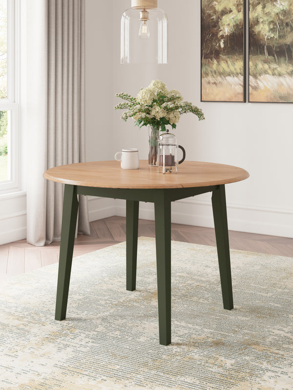 Gesthaven Double Drop Leaf Round Dining Table – Green/Natural