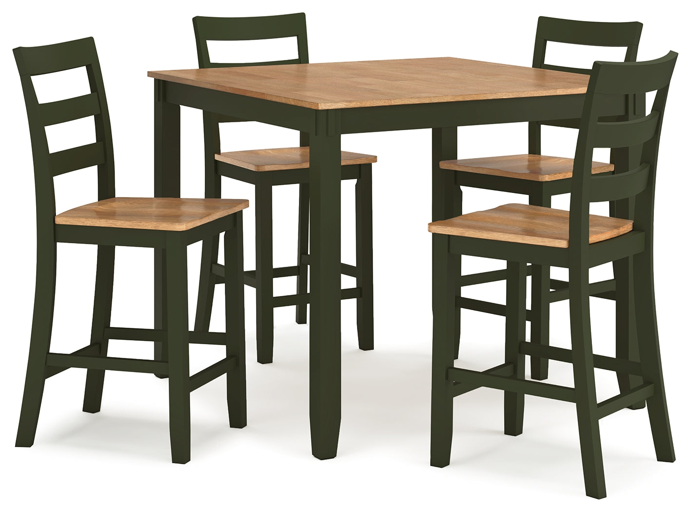 Gesthaven 5-Piece Square Counter Height Dining Set – Green/Natural