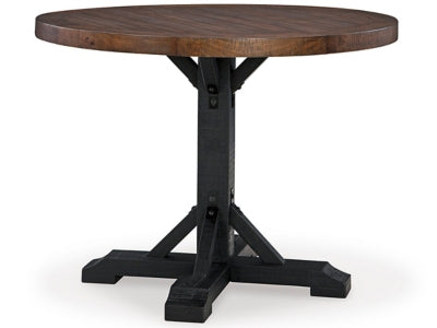 Valebeck Round Counter Height Dining Table – Rustic Brown & Black
