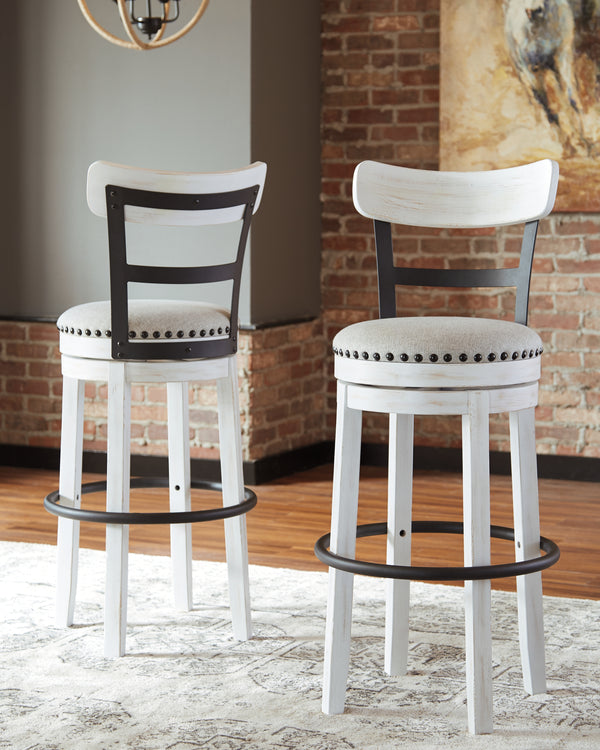 Valebeck White Swivel Bar Stool – Bar Height