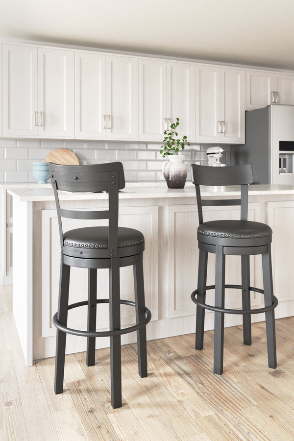 Valebeck Black Swivel Bar Stool – Bar Height