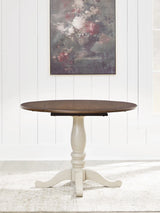 Mellintine Drop Leaf Dining Table - Antique White/Brown
