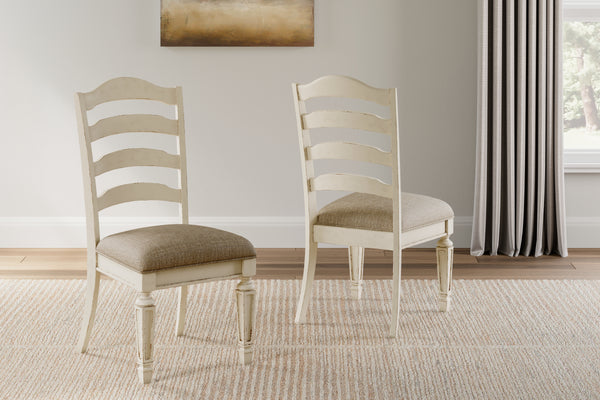 Realyn Upholstered Dining Chair – Chipped White Ladderback