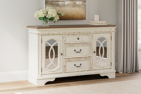 Realyn Buffet – Two-Tone with Mirrored Cabinet Doors