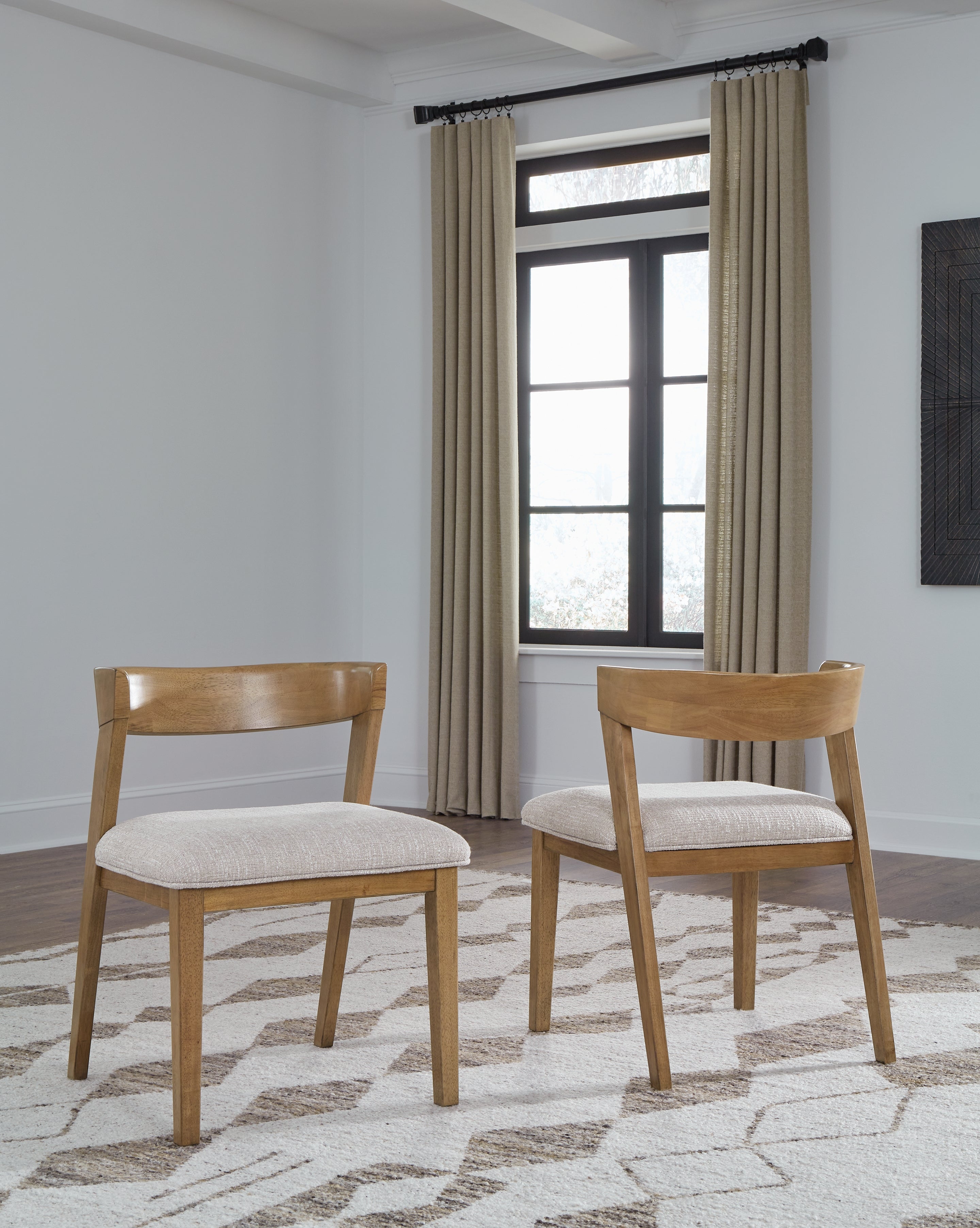 Kristiland Wide Upholstered Dining Chair in Grey & Light Brown