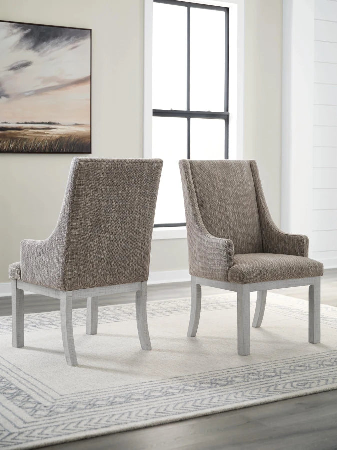 Havalance Dining Arm Chairs (Set of 2) – White / Gray