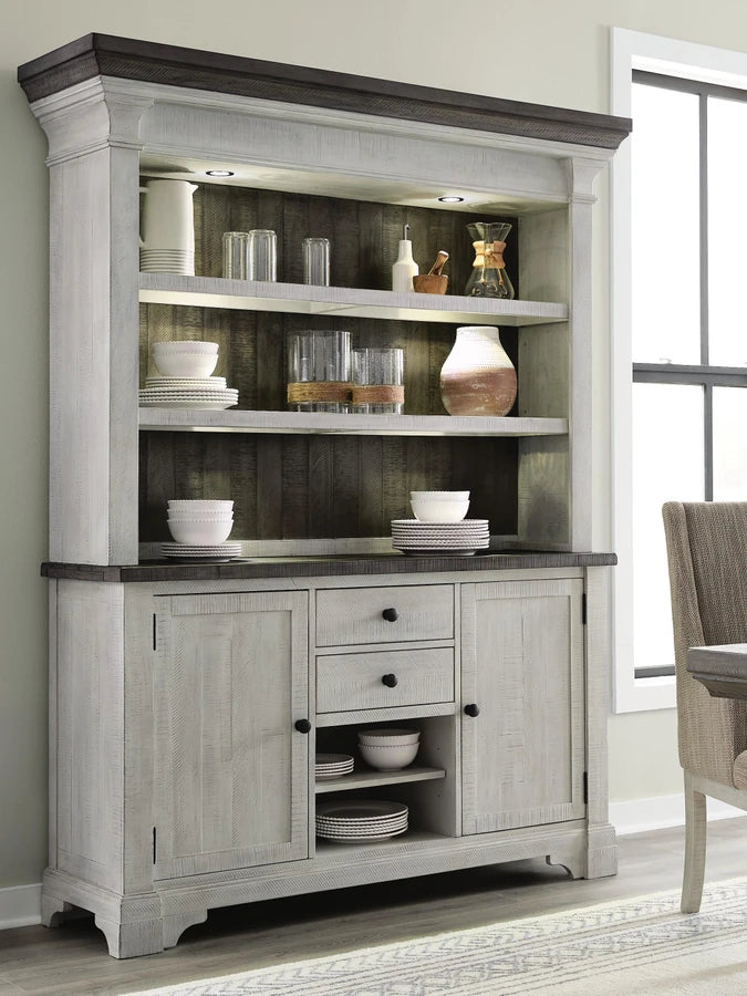 Havalance Buffet Table with Hutch – White / Gray