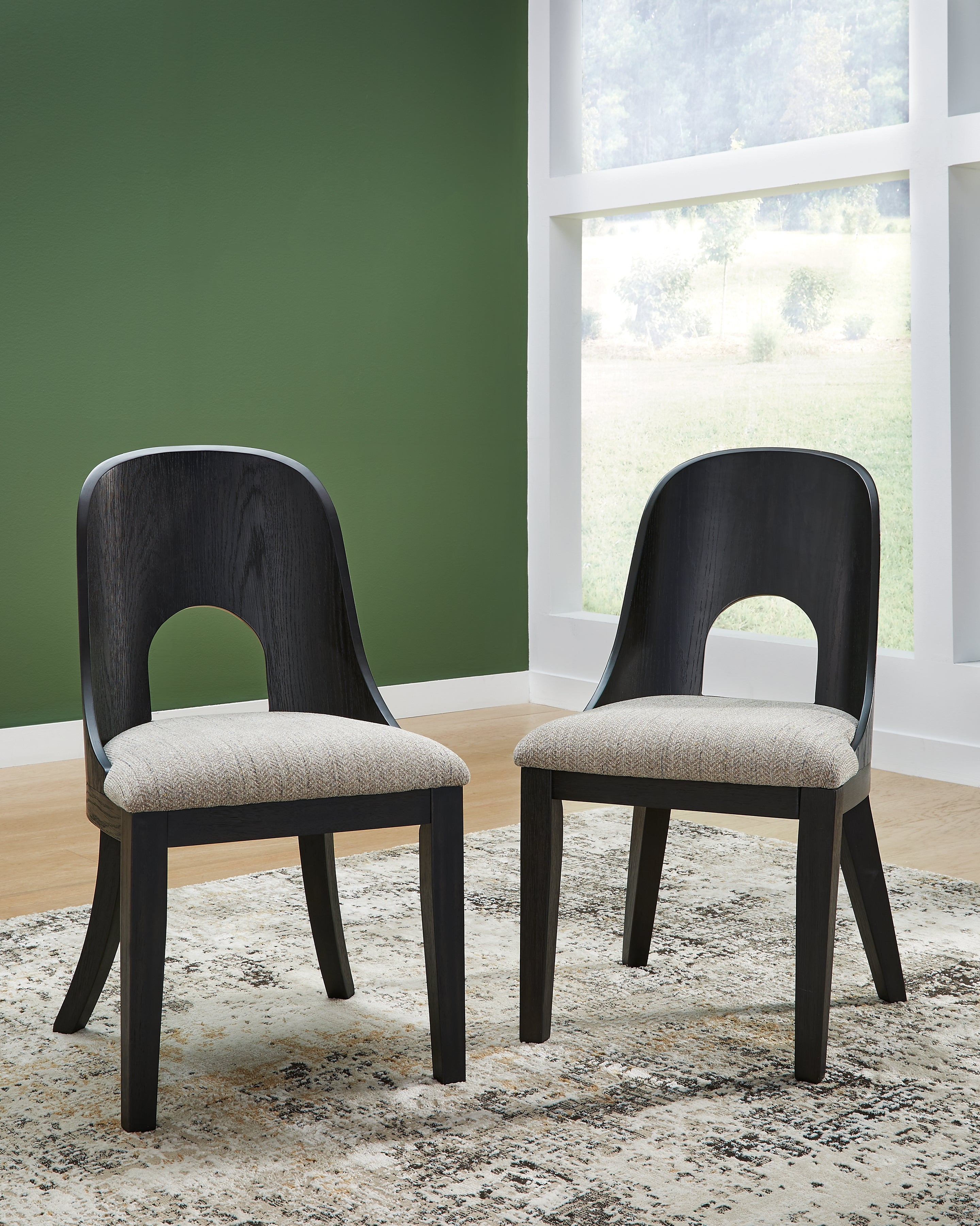 Rowanbeck Art Deco Dining Chair in Grey & Black