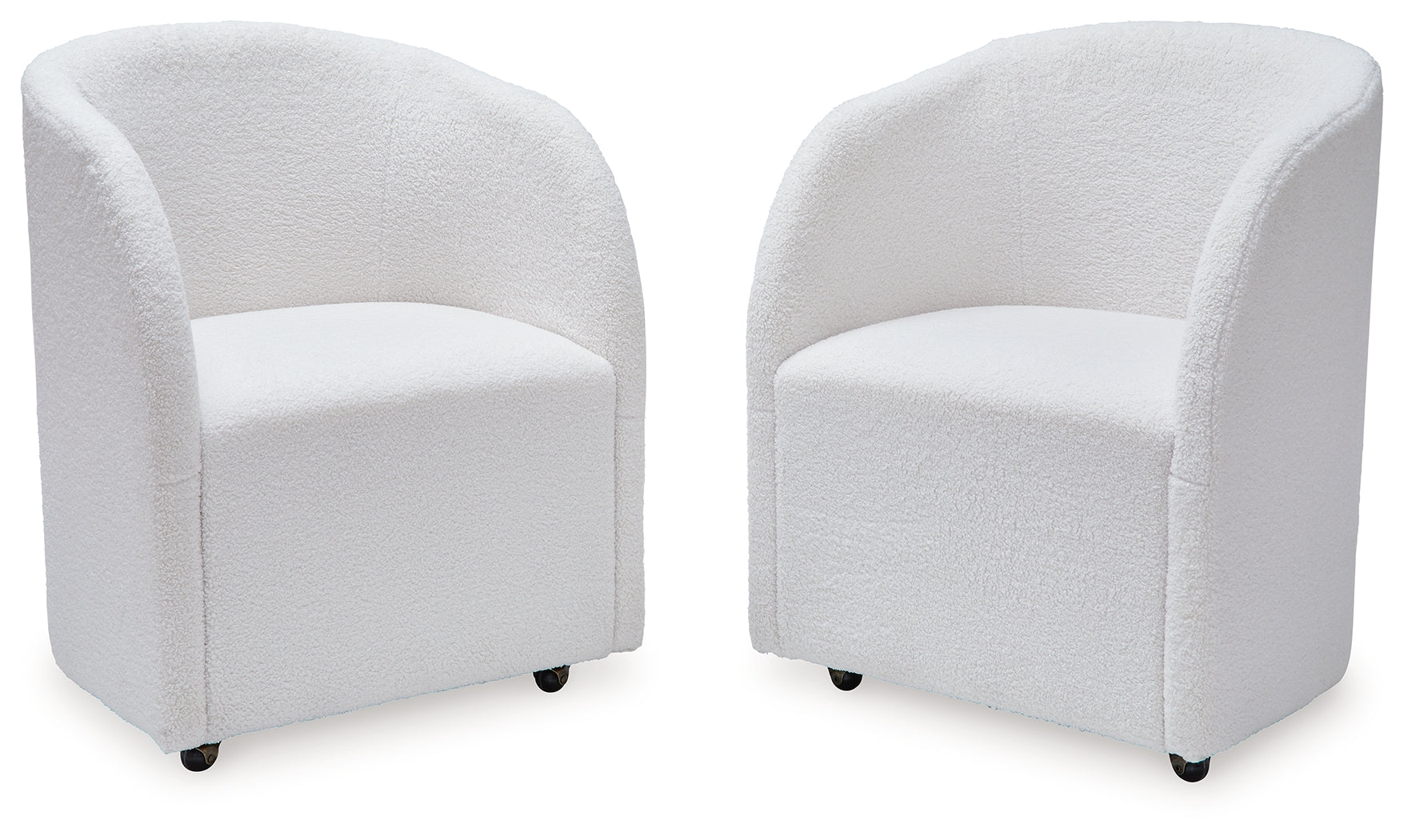 Rowanbeck Ivory Boucle Dining Chair with Casters