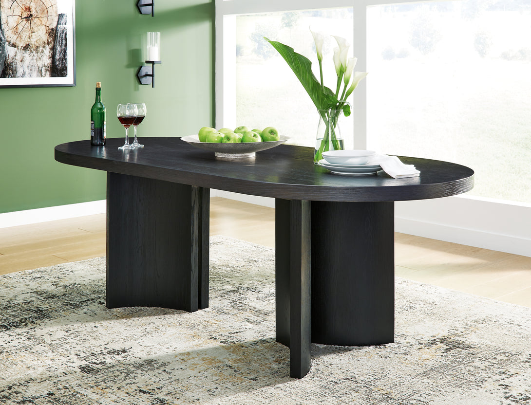Rowanbeck Oval Dining Table Black | InStyle Furniture