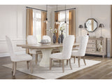 Jorlaina Extension Dining Set (Table + 6 Chairs) – Light Greyish Brown