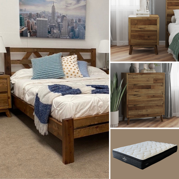 Diamond Willow 5 Piece Queen Bedroom Set with Tallboy - Reclaimed