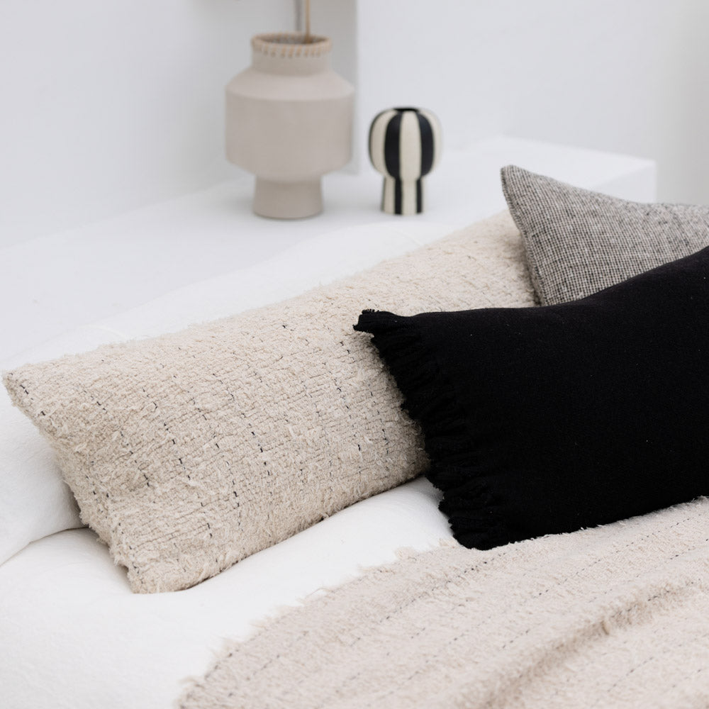 Looma Handwoven Cotton & Linen Long Lumbar – Natural