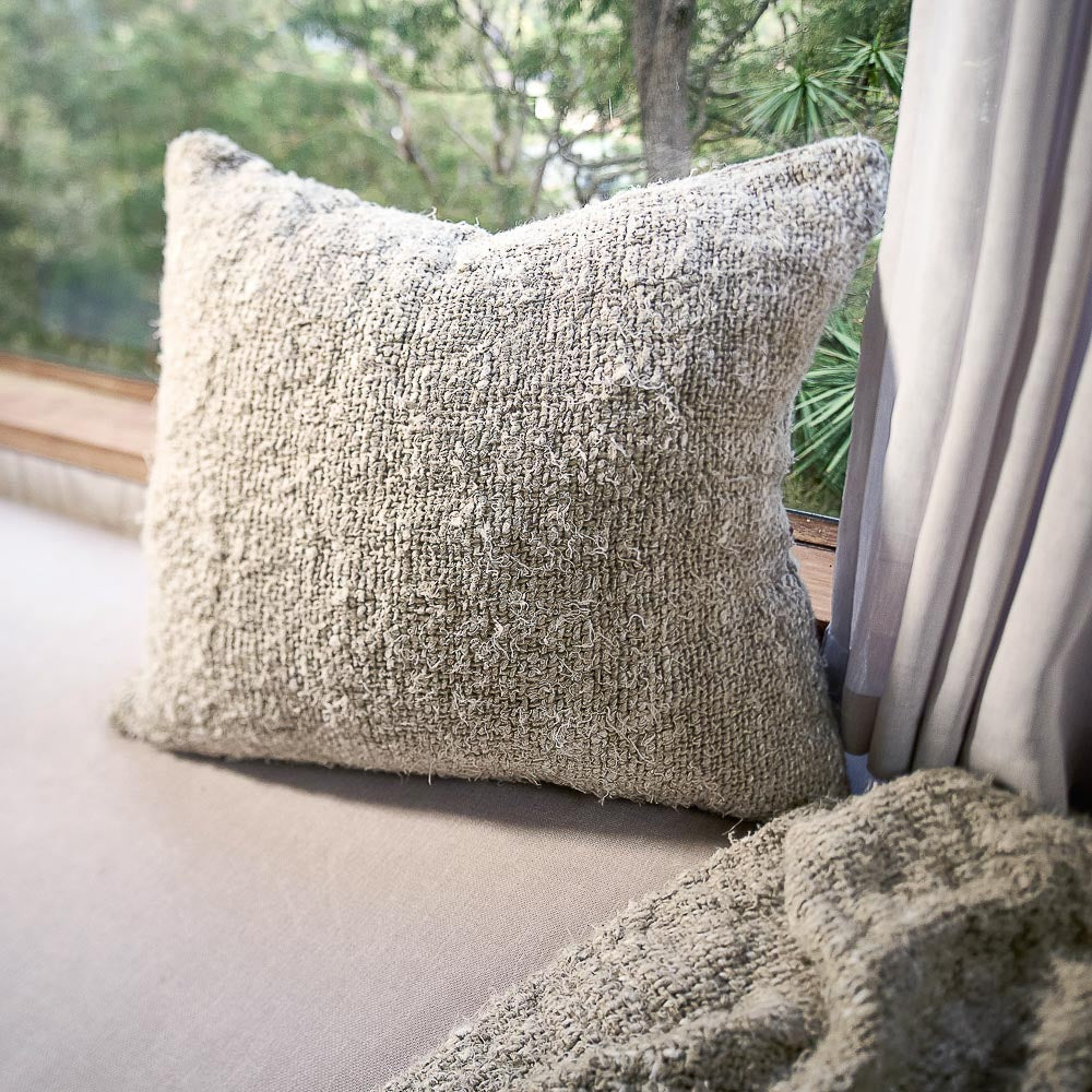 Wabi Recycled Linen Filled Cushion – Ivory