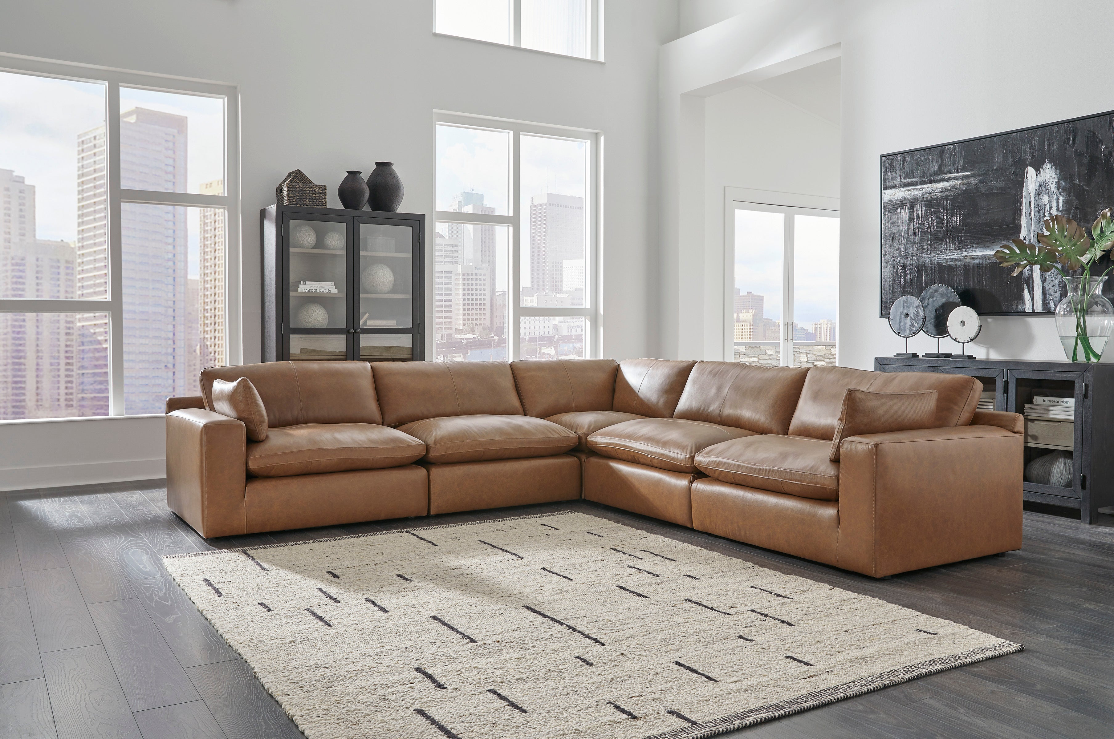 Emilia Leather Corner Sectional in Carmel