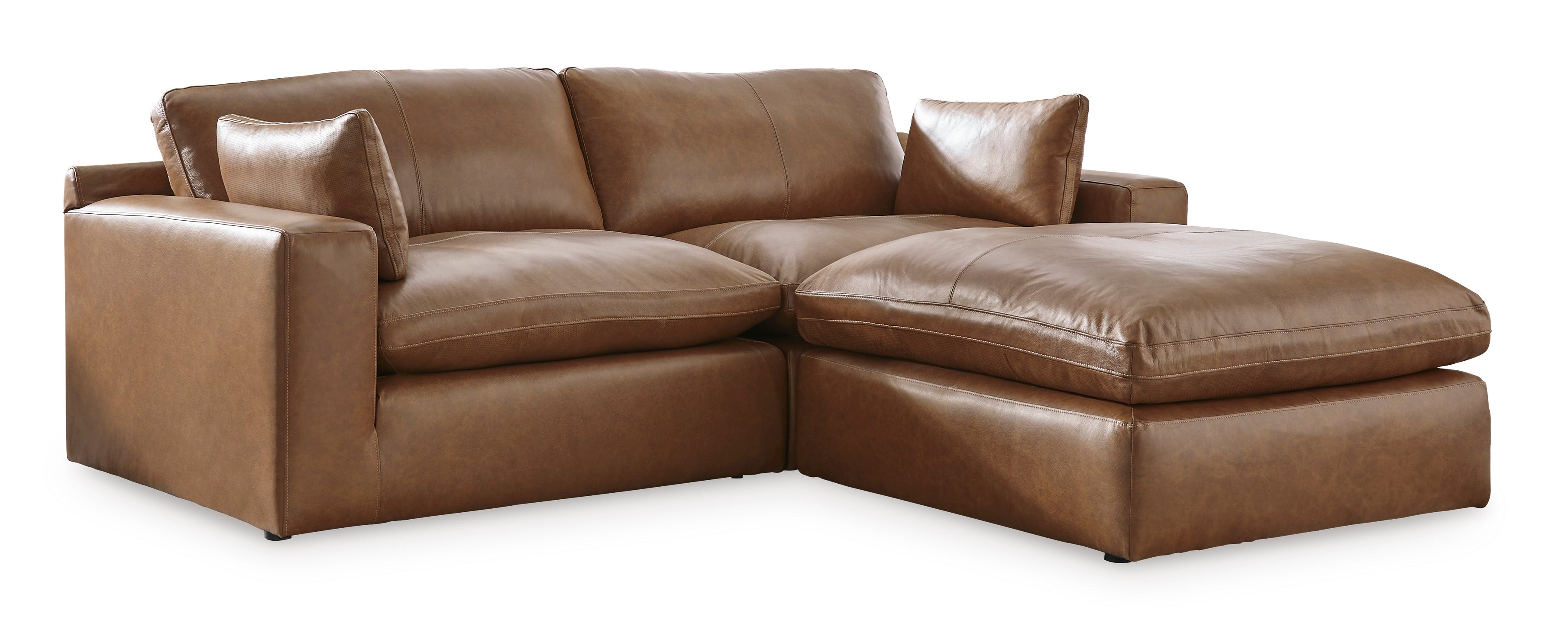 Emilia Leather Chaise Lounge Set in Carmel